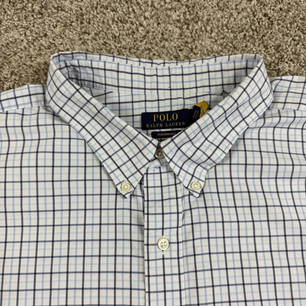 Polo Ralph Lauren Shirt Mens Big 4XLT White Check Performance Button Down *FLAW